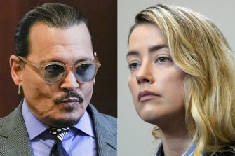 Johnny Depp and Amber Heard during the trial in a Virginia court.