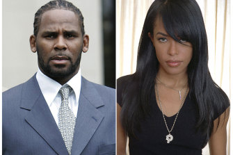 R. Kelly and the late R&B singer and actress Aaliyah.  At age 27, R. Kelly secretly married the then 15-year-old.  The marriage was annulled due to her age.