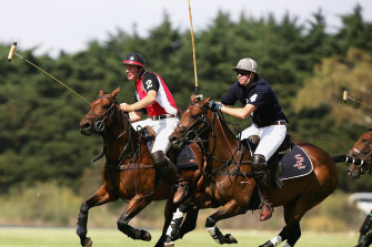 Horses are in the blood for Gillon McLachlan, pictured at right, racing for the ball in a 2007 The Age Polo International match.