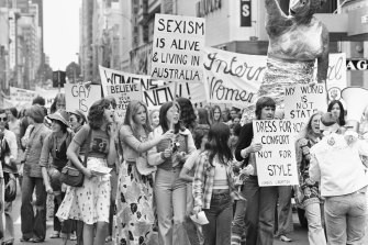 One from the archives: Women march for International Women’s Day in Melbourne in 1975.