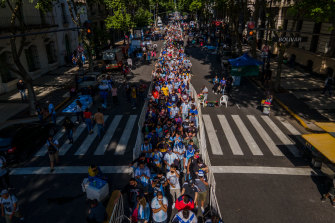 Thousands line up to file past the coffin of Maradona, who died of a heart attack.
