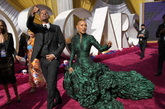 Will Smith and Jada Pinkett Smith, earlier in the night, arriving at the Oscars.