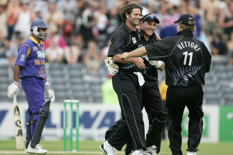 Chris Cairns and Brendon McCullum during a one-day clash in 2006.