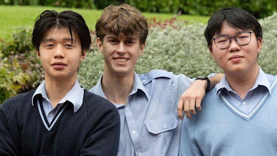 King’s year 12 software engineering student Daniel Yang, Tyler Mitchell and James Mao.