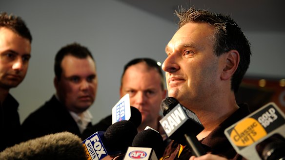 Chris Pelchen, pictured in his Hawthorn days at the 2009 trade period, believes the Hawks are on the right path.