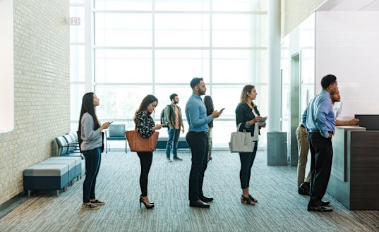 Do teller … these customers may be digitally connected but they’ll still queue for an old-fashioned bank teller.