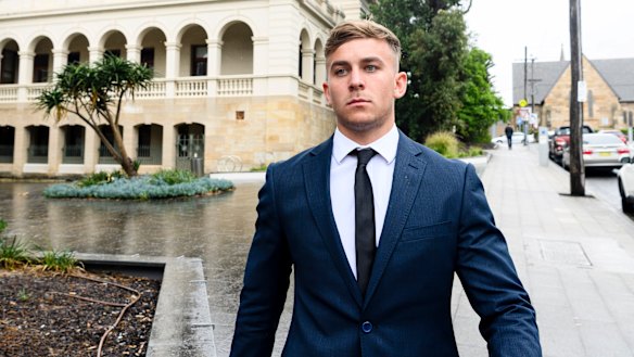 Callan Sinclair is accused, along with Mr de Belin, of raping the woman in a Wollongong apartment.