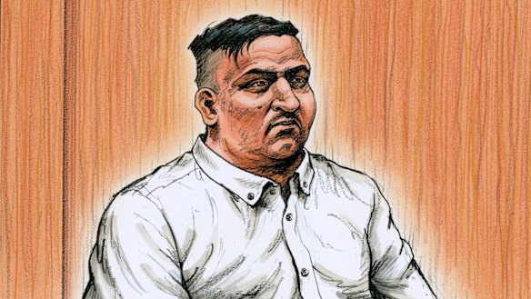 A sketch of James Gargasoulas in court