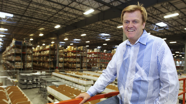 Patrick Byrne at Overstock's warehouse in Utah. The CEO said he had been motivated to come forward as law enforcement officials had not handled the investigation into the Russian agent properly.