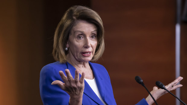 Speaker of the House Nancy Pelosi talks to reporters about the impasse over the border wall.