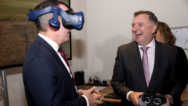 WA premier Mark McGowan and WA Rio Tinto iron ore boss Chris Salisbury at the course launch. 