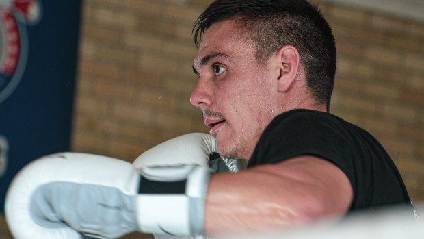 Tim Tszyu working out in his Rockdale gym ahead of his fight against New Zealander Bowyn Morgan.