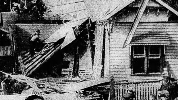 The Milnes' bombed home in Manning Street, Geelong, as seen by <i>The Age</i> in July 1936.