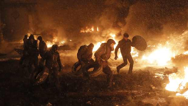 Kiev in January 2014, during the Euromaidan protest.