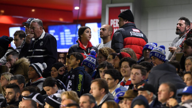 Security is seen during the round 13 match between the Carlton Blues and the Western Bulldogs.