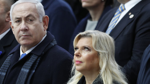  Israeli Prime Minister Benjamin Netanyahu and his wife Sara attend ceremonies at the Arc de Triomphe in Paris in November. 