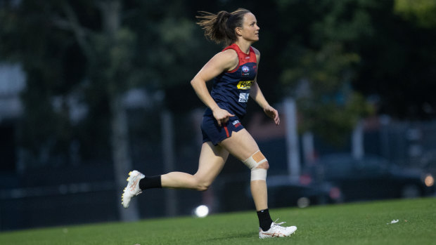 Daisy Pearce trains on Tuesday night