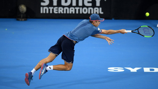 Stretched: Alex de Minaur was pushed to a tie-breaker in the first set and admitted post-match that he had lost focus.