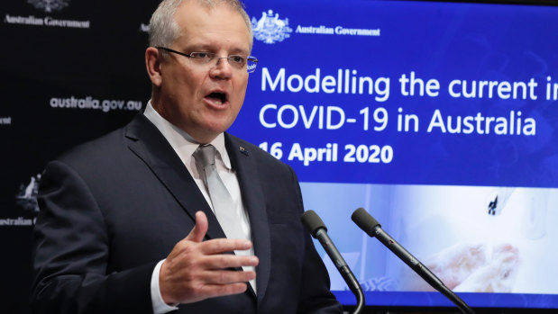 Scott Morrison addresses the media after the national cabinet meeting on Thursday.