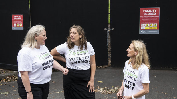 From left, Elise Borg, Christina Jamieson and Natalie Mort of the Georges River Residents and Ratepayers Party.