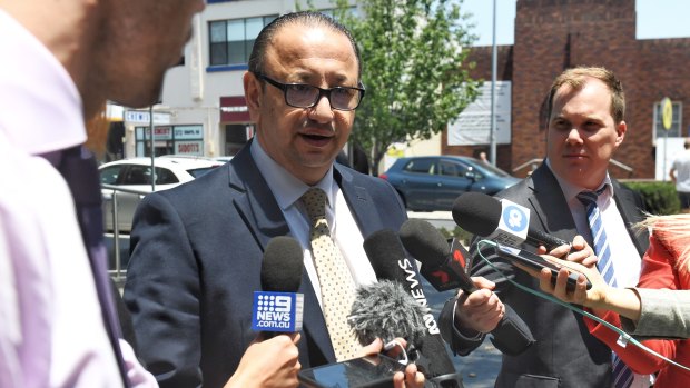 Lawyer Elias Tabchouri outside Bankstown Court on Thursday.