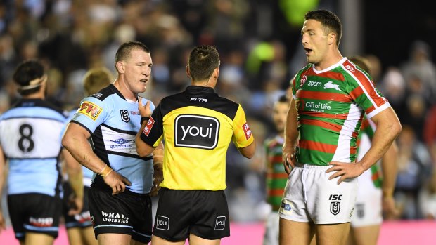 Paul Gallen has curbed his indiscipline while Sam Burgess continues to fall foul of officials.