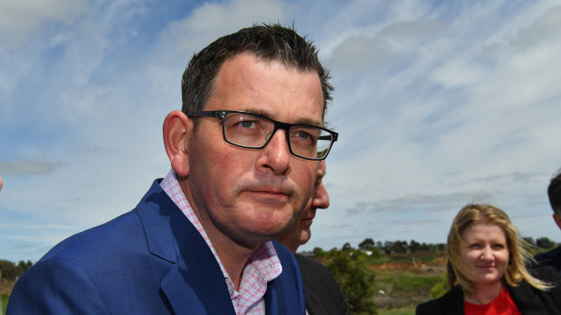 Premier Daniel Andrews in Kyneton on Wednesday. 