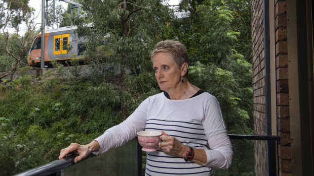 Wollstonecraft resident Jenny Talbot on the balcony of her apartment. 