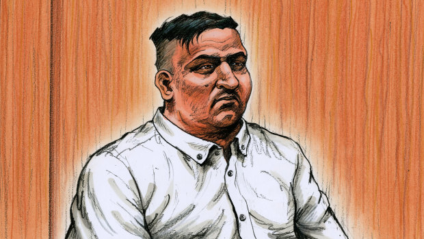 A sketch of James Gargasoulas in court