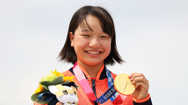Nishiya Momiji won gold in the street skateboarding on Monday. 