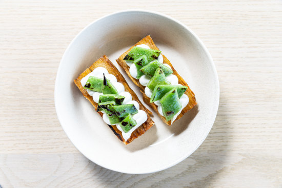 Hawkes Farm pommes anna, romano beans and Main Ridge Dairy chevre.