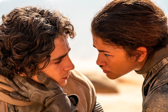Timothee Chalamet and Zendaya in Dune: Part Two.