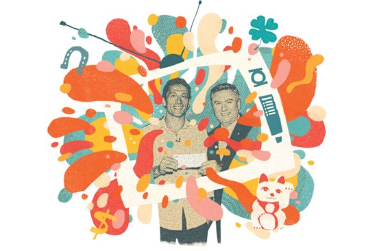 The author with Millionaire Hot Seat host Eddie McGuire in 2010