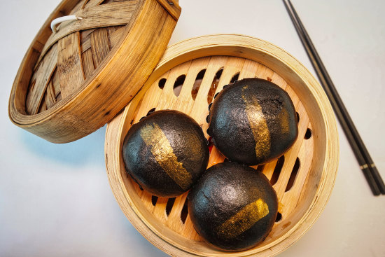 Custard buns with salted duck egg yolk at  Golden Lily restaurant in Box Hill. 