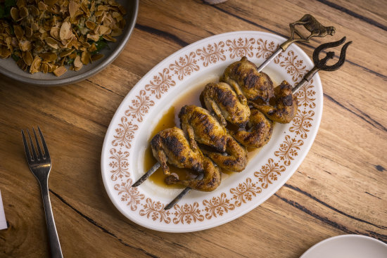 The quail kabobs that Anthony Bourdain ate.