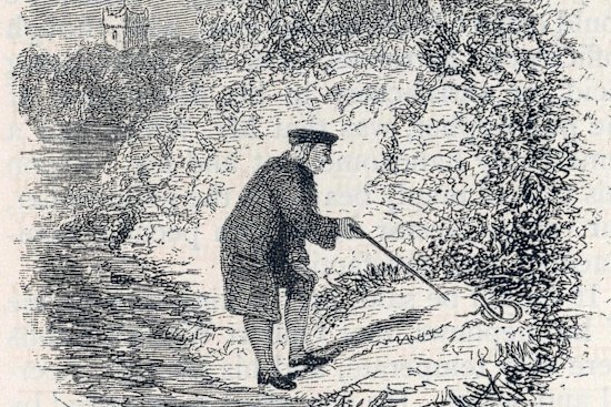 An illustration of Gilbert White shown near his home in Selborne, Hampshire.