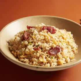 Stir fried rice with lap cheong.
