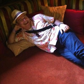 Andrew Hornery in the “drop and go zone” at the former Playboy Mansion.