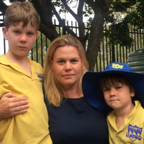 Licia Heath, with sons Jude and Leo Jungwirth, has been lobbying for a new eastern suburbs co-ed high school. 
