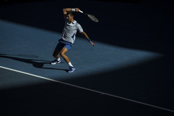 Novak Djokovic against Taylor Fritz in the Australian Open quarter-finals.