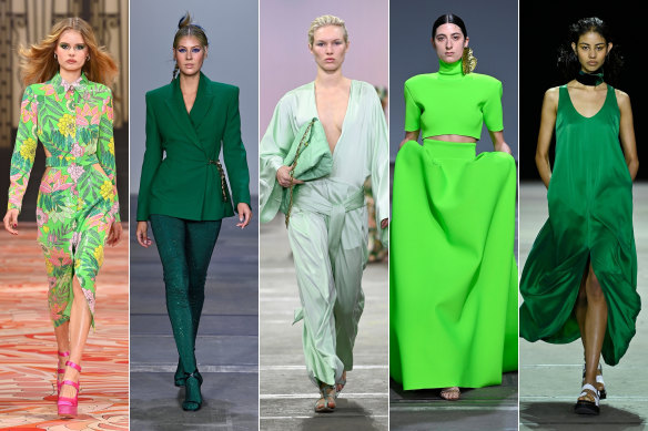 Green lights ... (from left) Alice McCall, Yousef Akbar, Ginger & Smart, Mariam Seddiq, KitX.