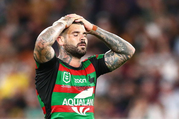 A heartbroken Adam Reynolds after missing a sideline conversion and long-range field goal attempt at Suncorp Stadium.