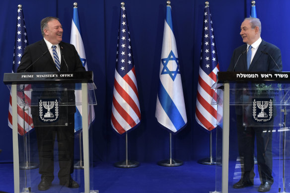 US Secretary of State Mike Pompeo and Israeli Prime Minister Benjamin Netanyahu in Jerusalem on May 13.
