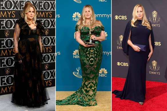 Better with age ... Jennifer Coolidge at the Emmys today, and in 2022 and 2021.