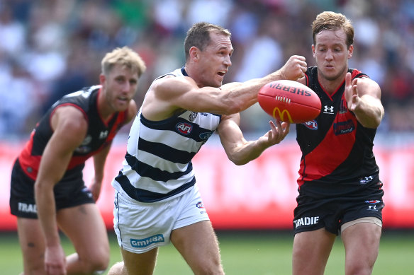 Joel Selwood was in good form against the Bombers in round one. 