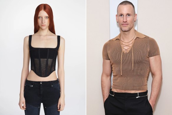 The corset worn by Taylor Swift, by Australian designer Dion Lee (right).