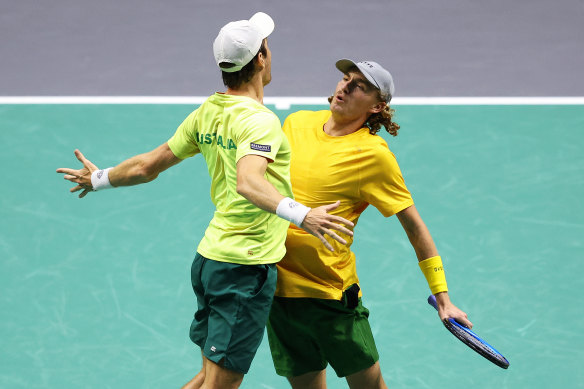 Matthew Ebden and Max Purcell during the Davis Cup.