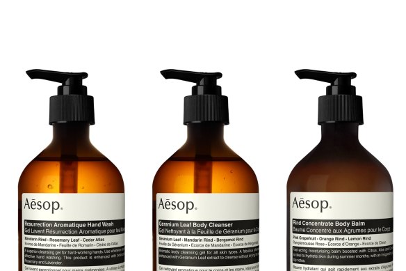 Aesop bathroom products.