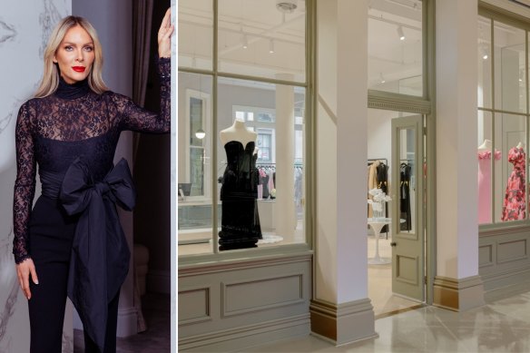 Designer Rebecca Vallance and her Sydney flagship store which opened last month in the historic Strand Arcade. 
