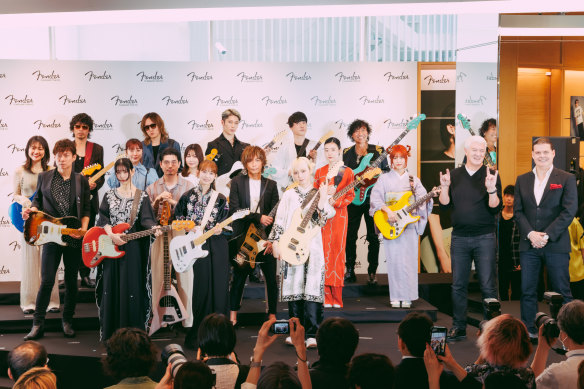 Sixteen Japanese Fender artists serenaded the opening of its first flagship store.